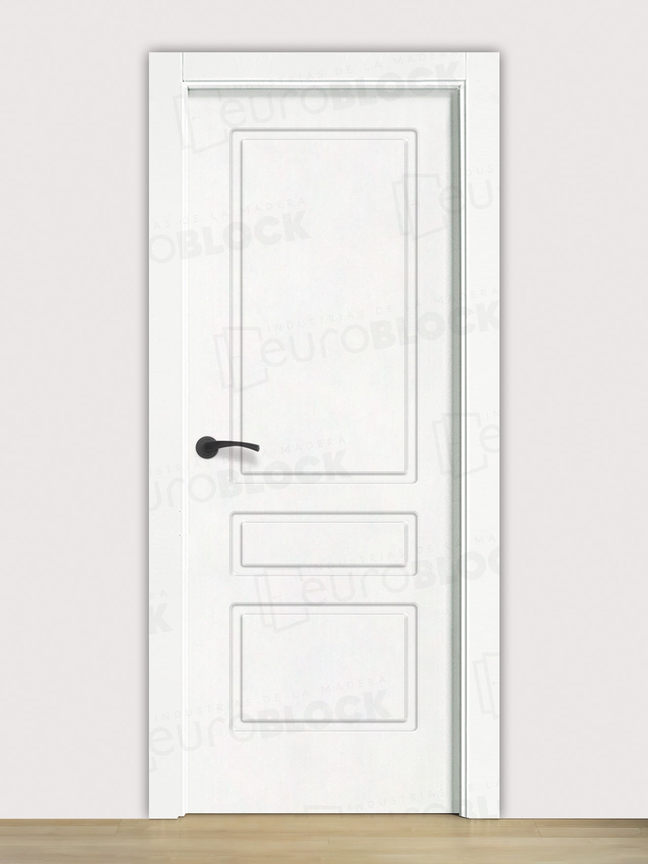 Puerta Interior Lacada Blanca con Manilla Negra PL-218