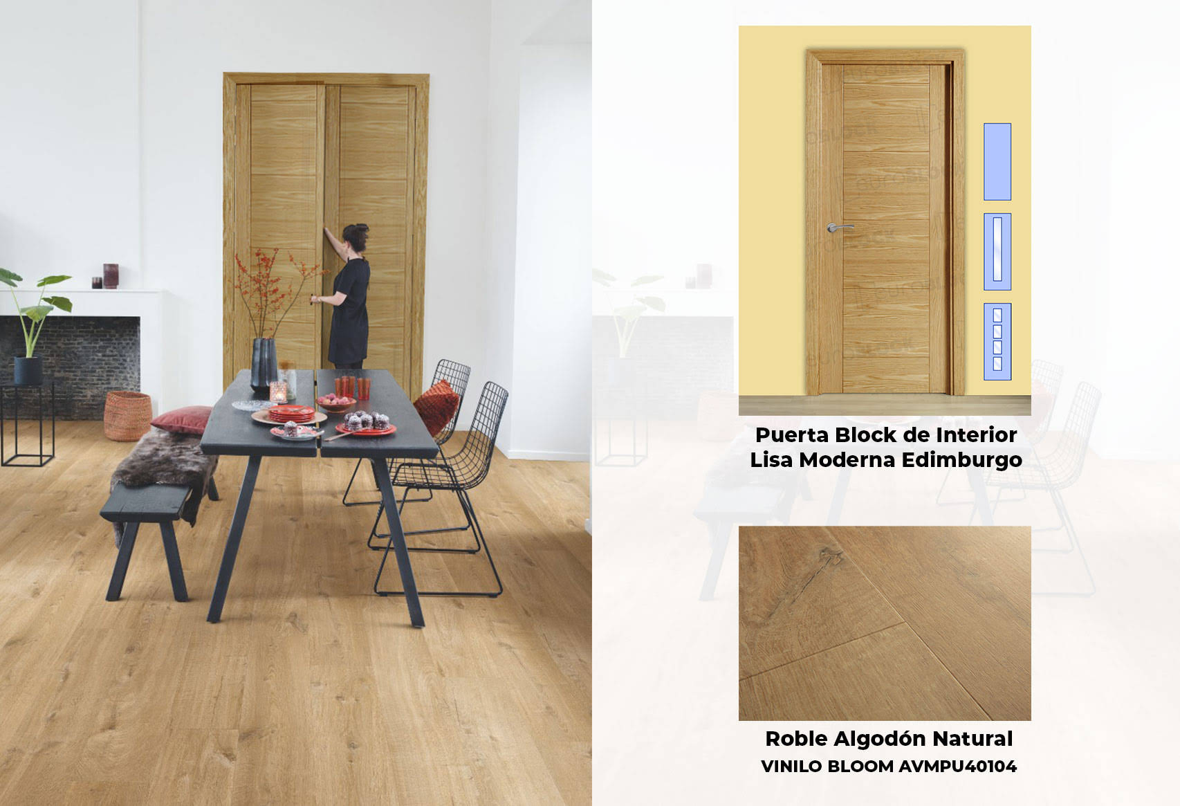 Puertas Edimburgo y Suelo Roble Algodón Natural