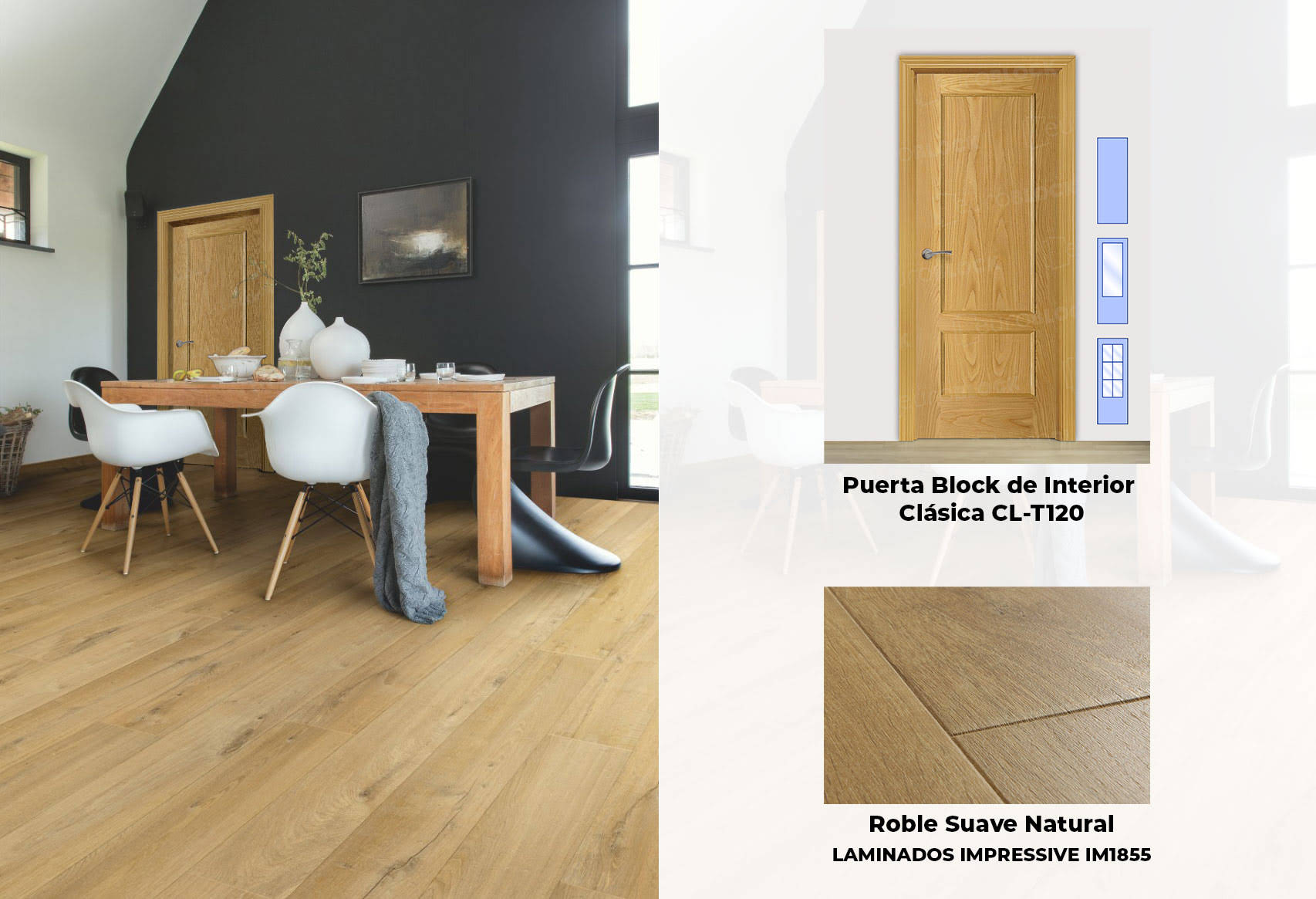 Puertas CL-T120 y Suelo Roble Suave Natural