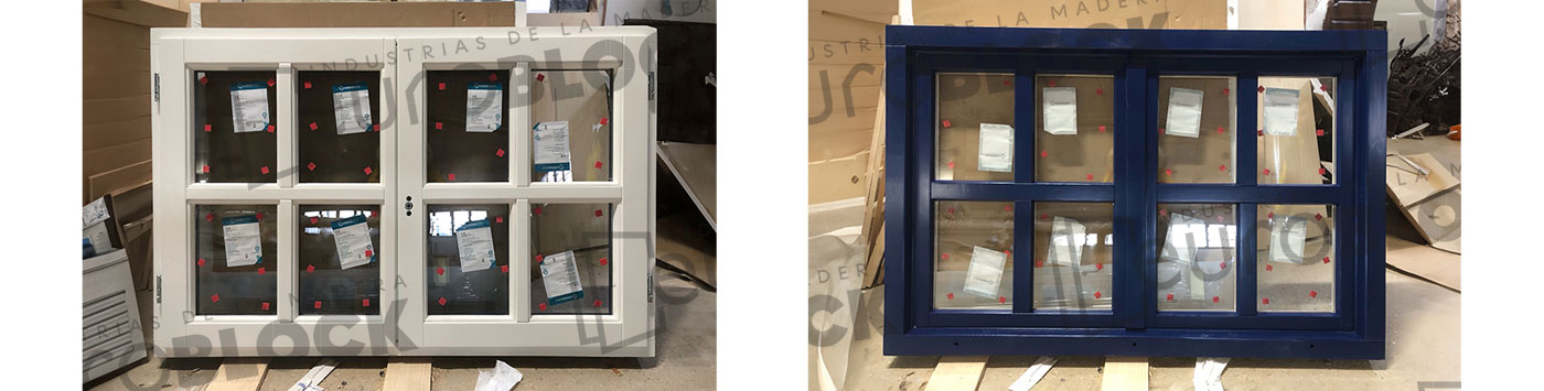 Ventanas de madera pintadas