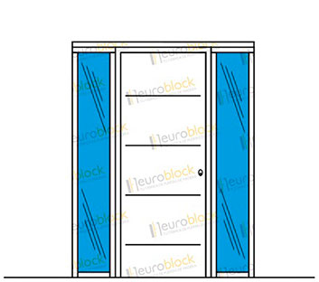 Puerta de exterior de una hoja y dos fijos laterales Puerta de exterior de una hoja y dos fijos laterales