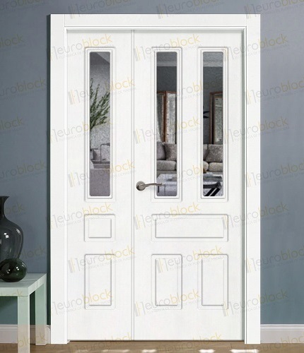 Puerta blanca para salón doble modelo Nieve-V2