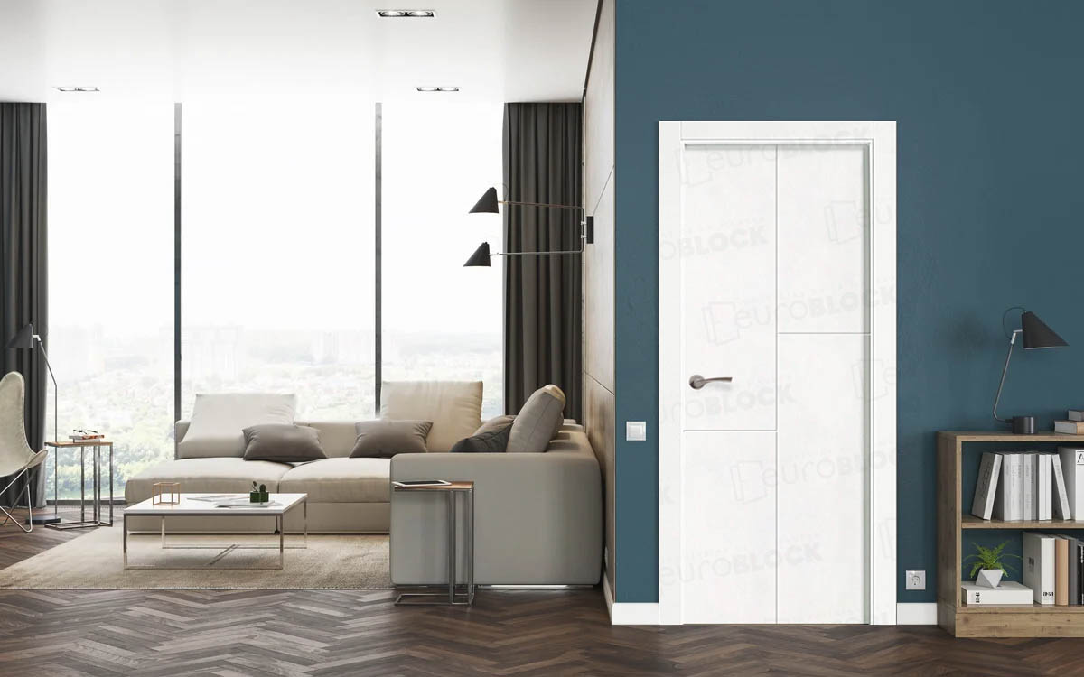 Puerta blanca con 3 rayas modelo PVT4