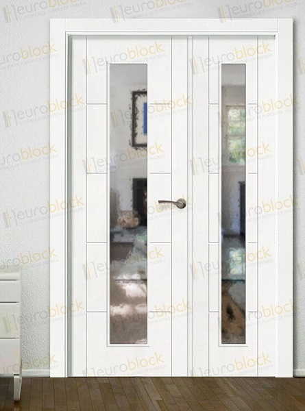 Puerta blanca para salón doble modelo PVP5-V1C