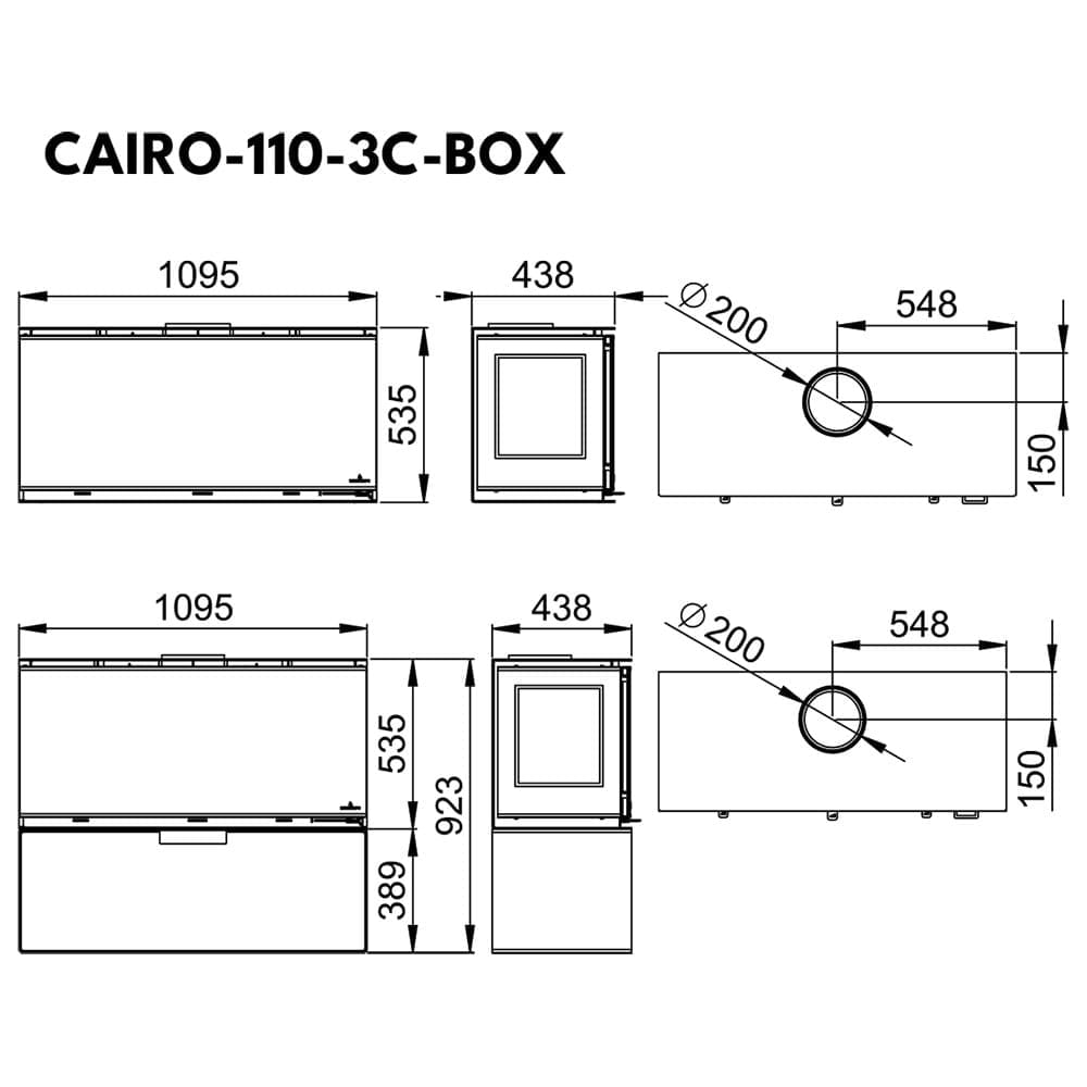 Estufa de Leña Insertable Cairo 110 3C Box de Bronpi