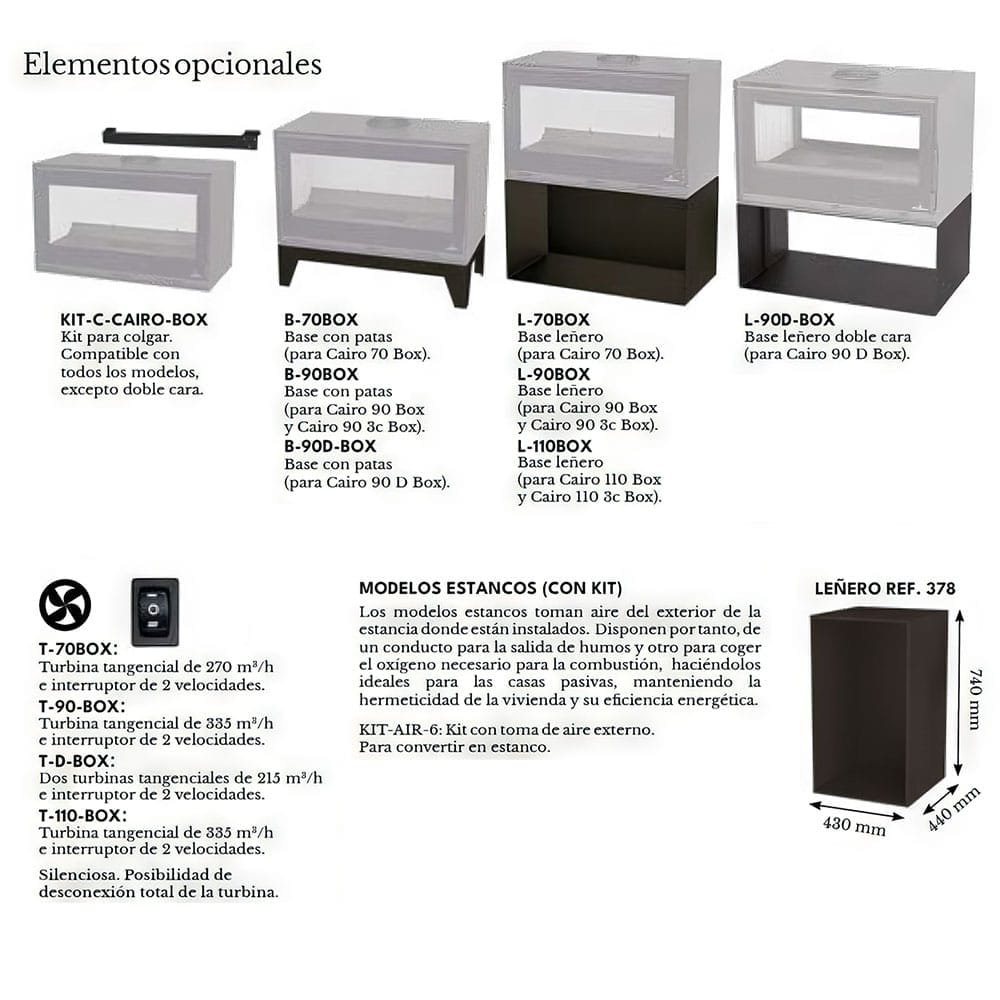 Estufa de Leña Insertable Cairo 110 Box de Bronpi