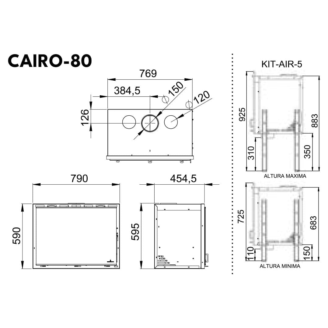 Estufa de Leña Insertable Cairo 80 de Bronpi