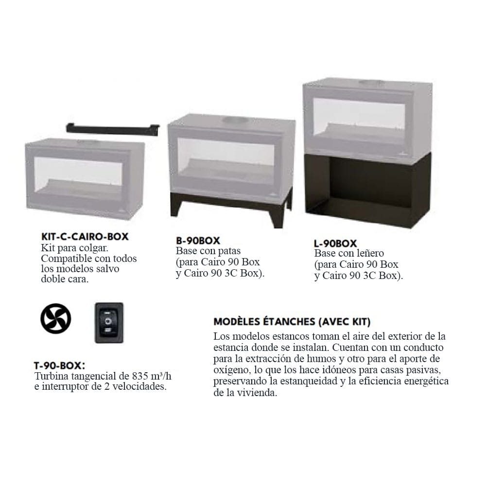 Estufa de Leña Insertable Cairo 90 3C Box de Bronpi