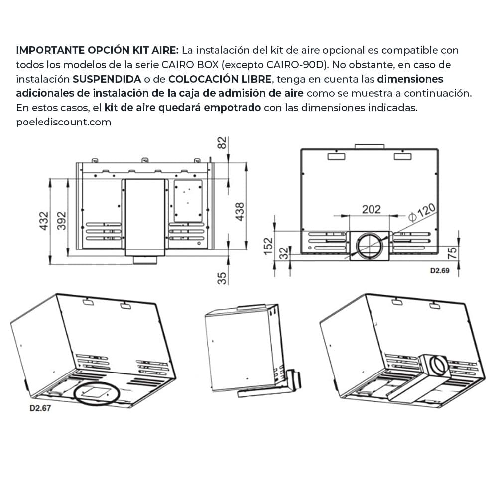 Estufa de Leña Insertable Cairo 90 3C Box de Bronpi