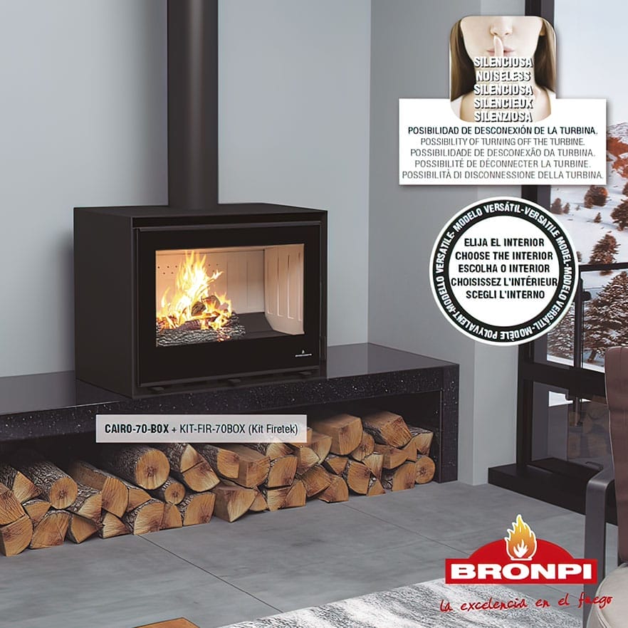 Estufa de Leña Insertable Cairo 70 Box de Bronpi
