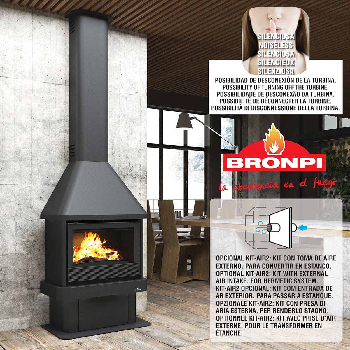 Estufa de Leña Chimenea Lisboa de Bronpi