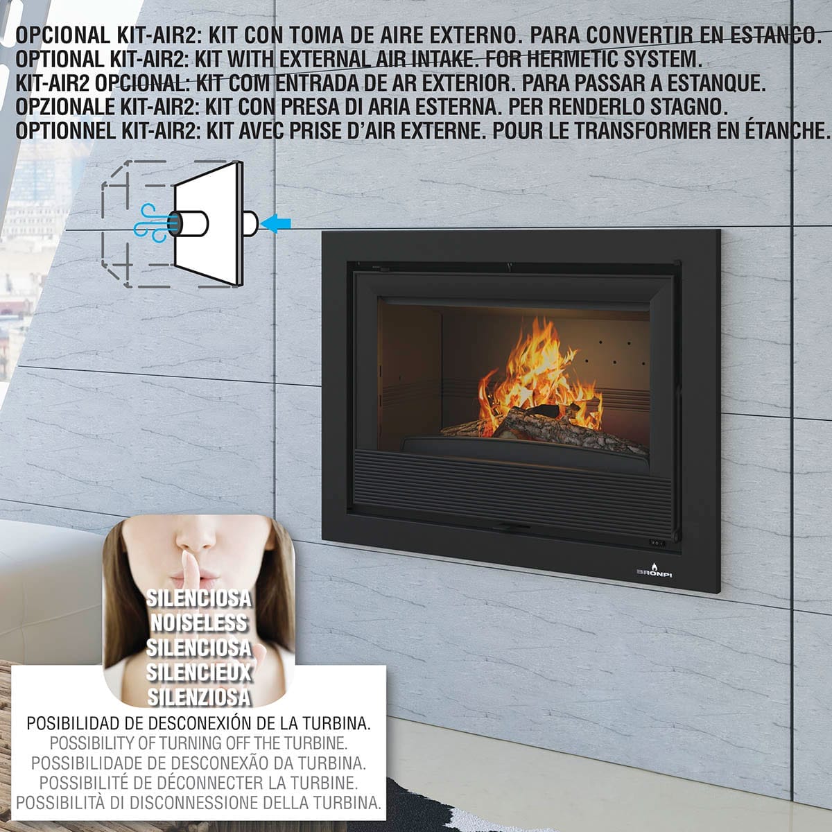 Estufa de Leña Insertable Paris 55 de Bronpi