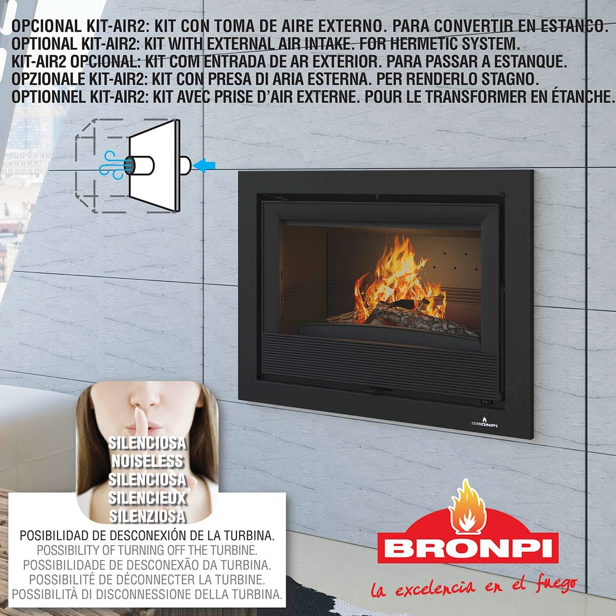 Estufa de Leña Insertable Paris 70 de Bronpi