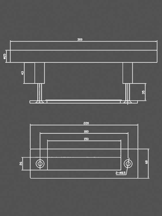 Tirador Inox Barra/Oculto para Puerta Corredera Mod T-80-X