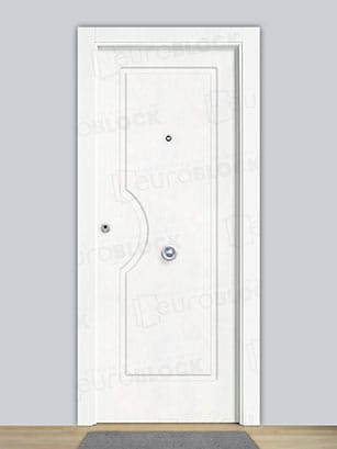 Puerta Blindada en Block Lacada Blanca Corona
