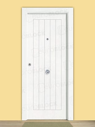 Puerta Blindada en Block Lacada Blanca Cottaje
