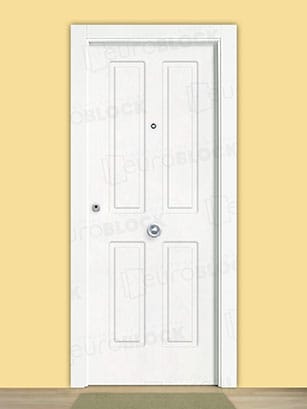 Puerta Blindada en Block Lacada Blanca Lago