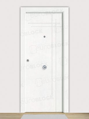 Puerta Blindada en Block Lacada Blanca Lavanda