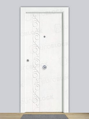 Puerta Blindada en Block Lacada Blanca Leonor