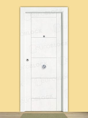 Puerta Blindada en Block Lacada Blanca Mercurio