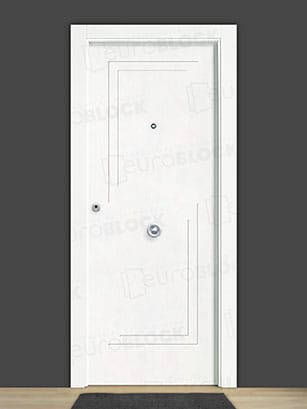 Puerta Blindada en Block Lacada Blanca Norte
