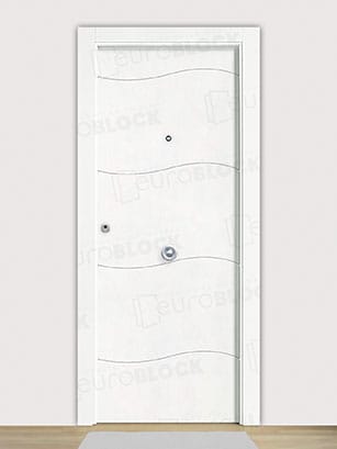 Puerta Blindada en Block Lacada Blanca Oasis