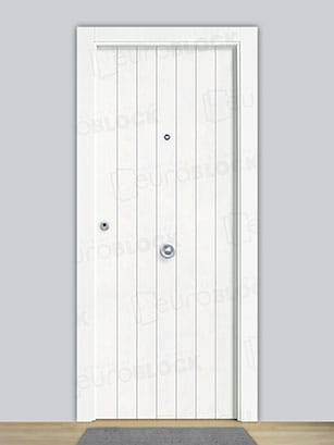 Puerta Blindada en Block Lacada Blanca Olivo