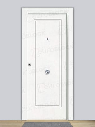 Puerta Blindada en Block Lacada Blanca P-11