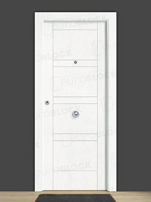 Puerta Blindada en Block Lacada Blanca P4