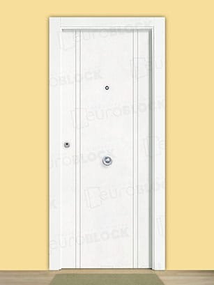 Puerta Blindada en Block Lacada Blanca Palma