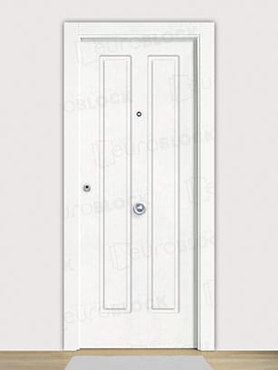 Puerta Blindada en Block Lacada Blanca PL-200