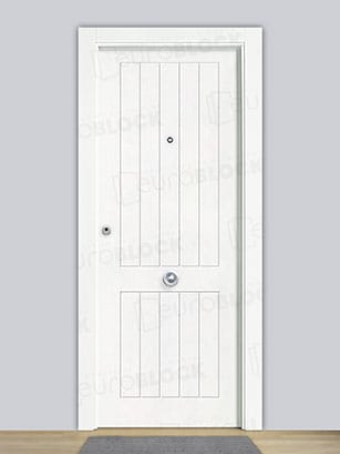 Puerta Blindada en Block Lacada Blanca PL-201-R