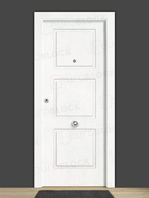 Puerta Blindada en Block Lacada Blanca PL-217