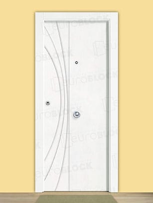 Puerta Blindada en Block Lacada Blanca PL2012