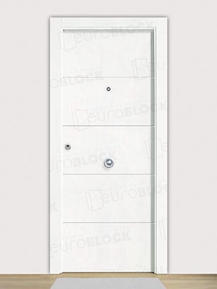 Puerta Blindada en Block Lacada Blanca PVT5