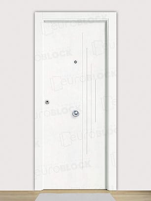 Puerta Blindada en Block Lacada Blanca Vesubio