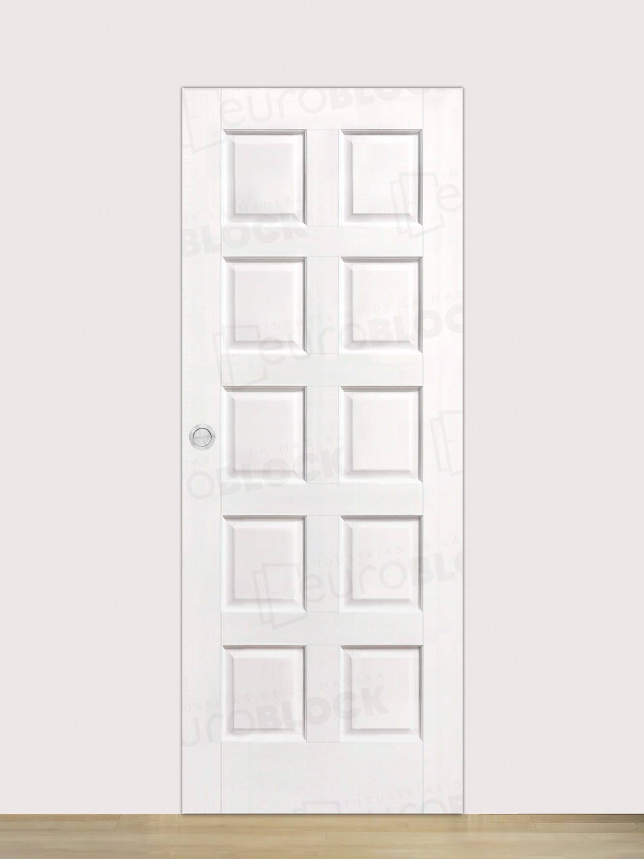 Puerta Corredera de Interior de Madera 10-Tableros Lacada en Blanco