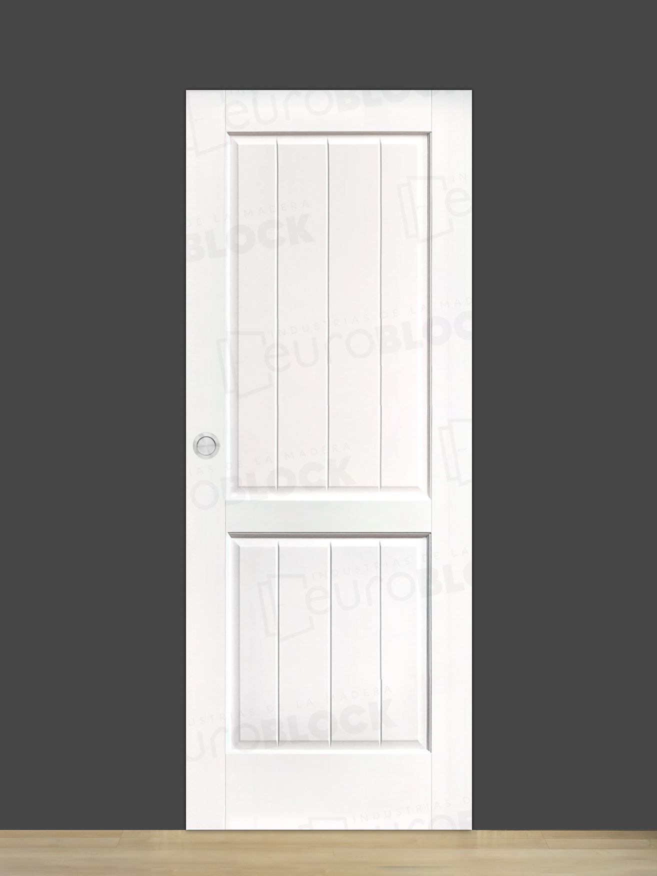 Puerta Corredera de Interior de Madera Brillante Lacada en Blanco