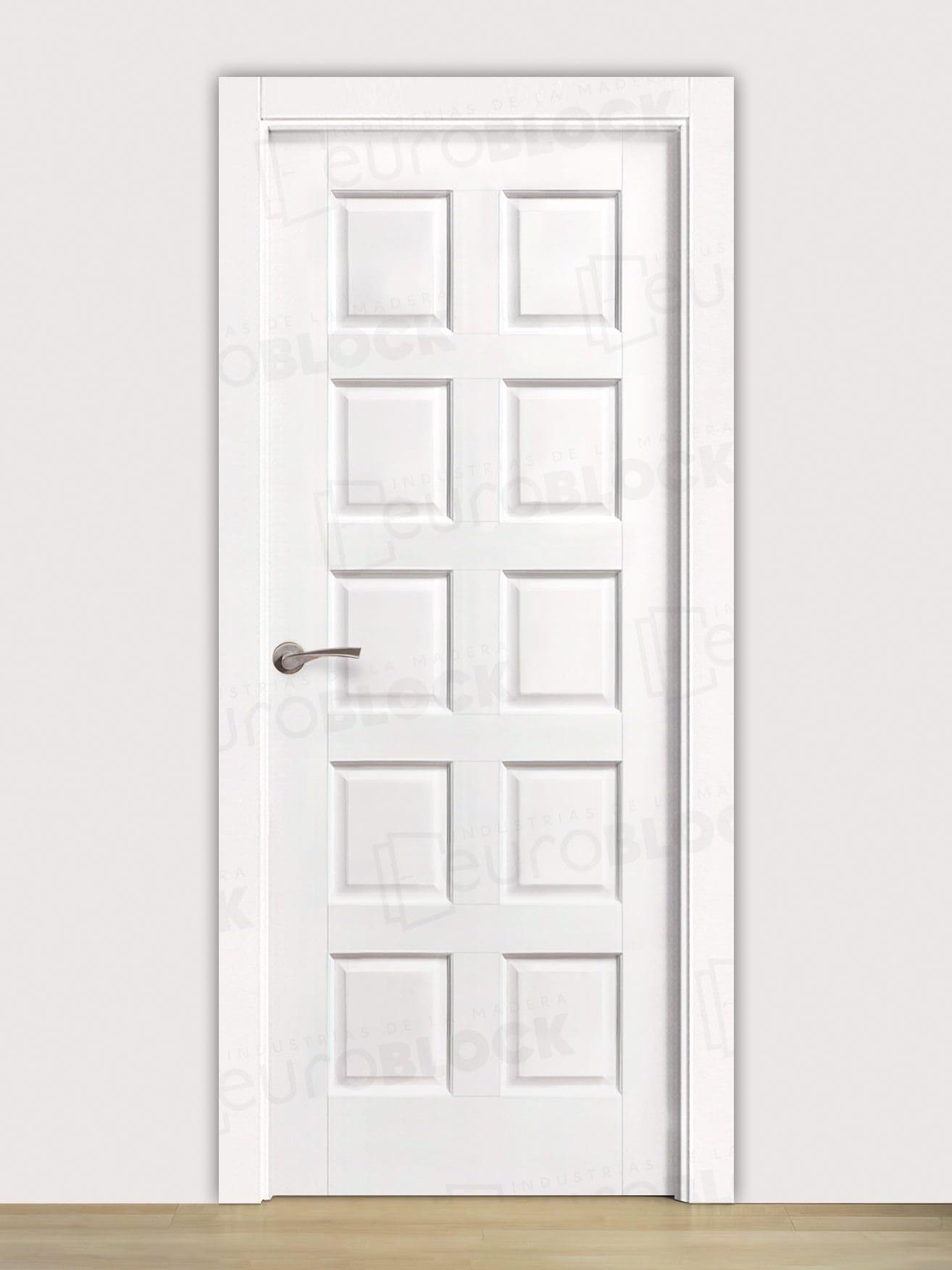 Puerta Block Rústica de Madera 10-Tableros Lacada en Blanco