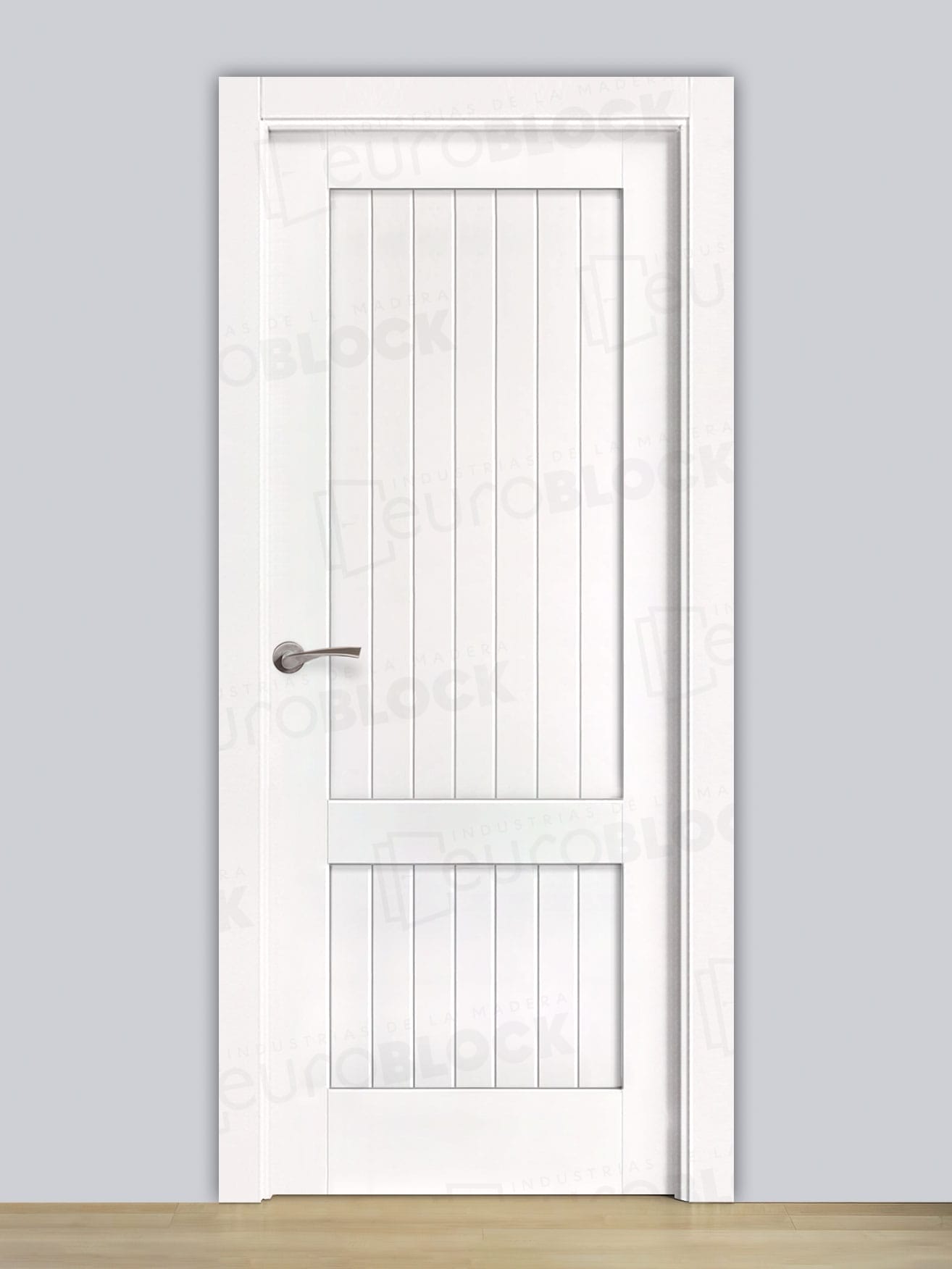 Puerta Block Rústica de Madera Cuenca Lacada en Blanco