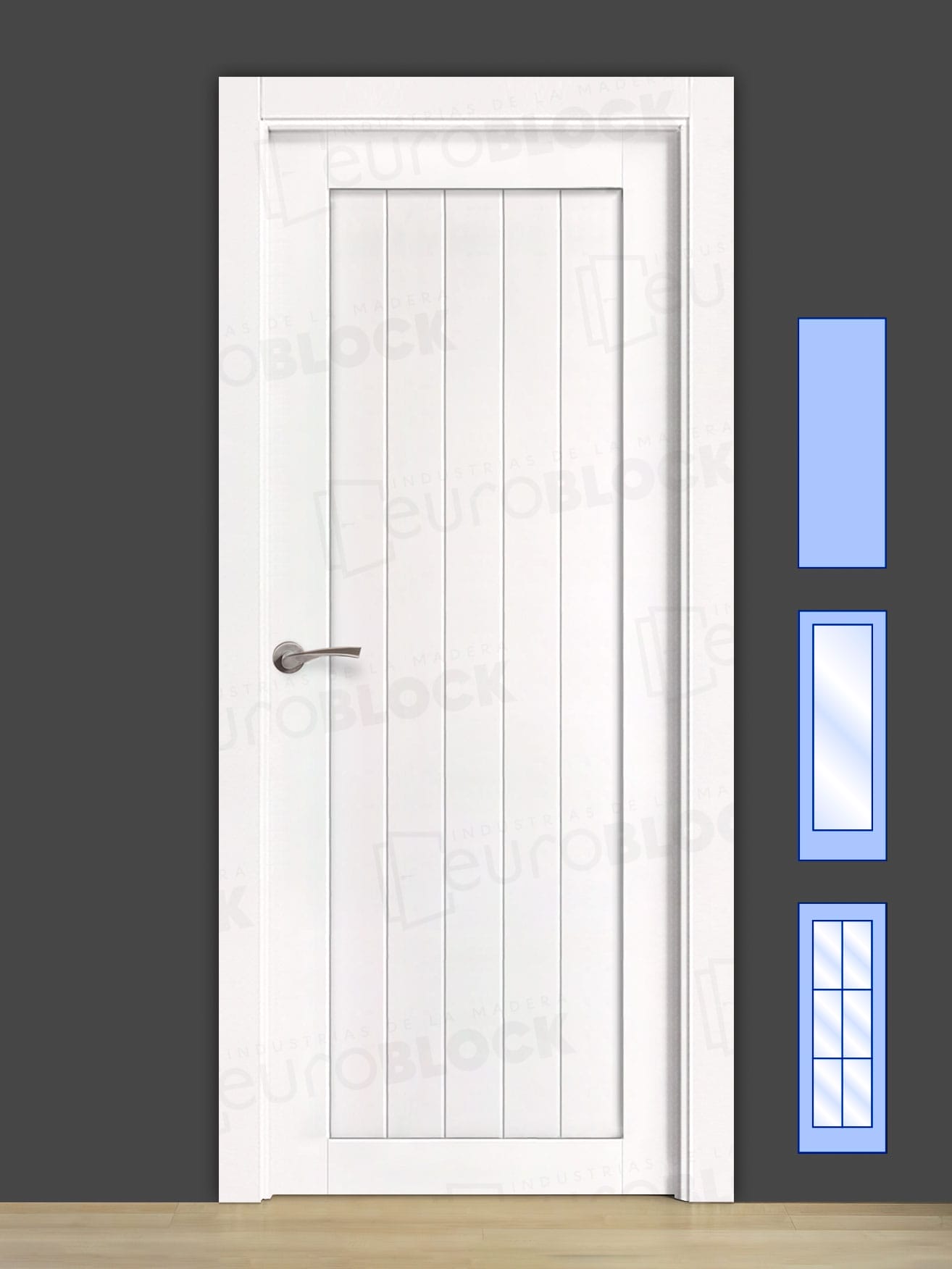 Puerta Block Rústica de Madera GR005  Lacada en Blanco