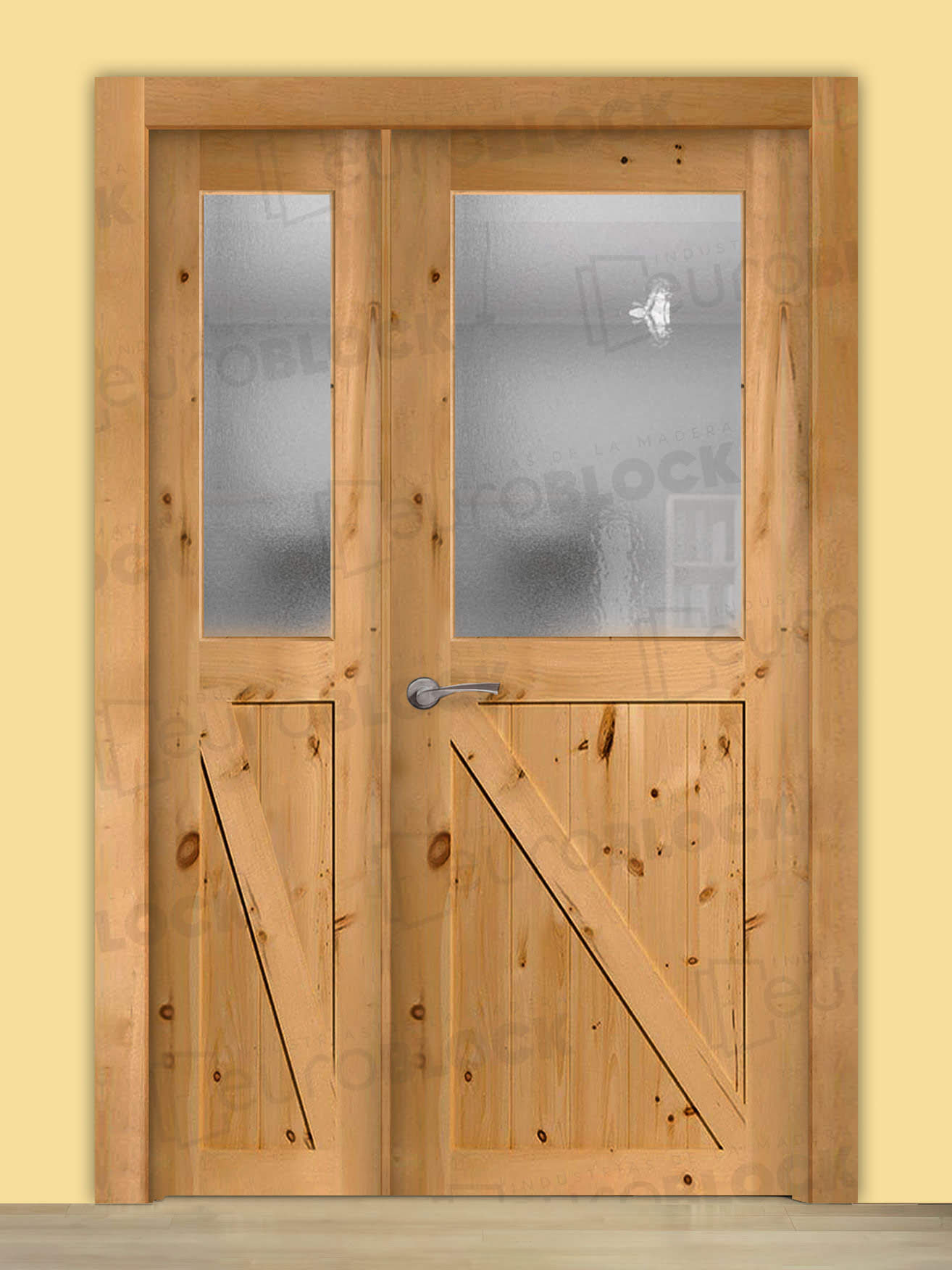 Puerta Doble para Salón Rústica GR001 Teñida