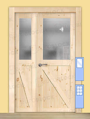 Puerta Doble para Salón Rústica GR001 ZV1 (Madera sin barnizar)