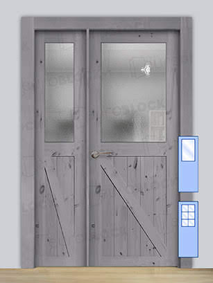 Puerta Doble para Salón Rústica GR001 (Tinte Ceniza)