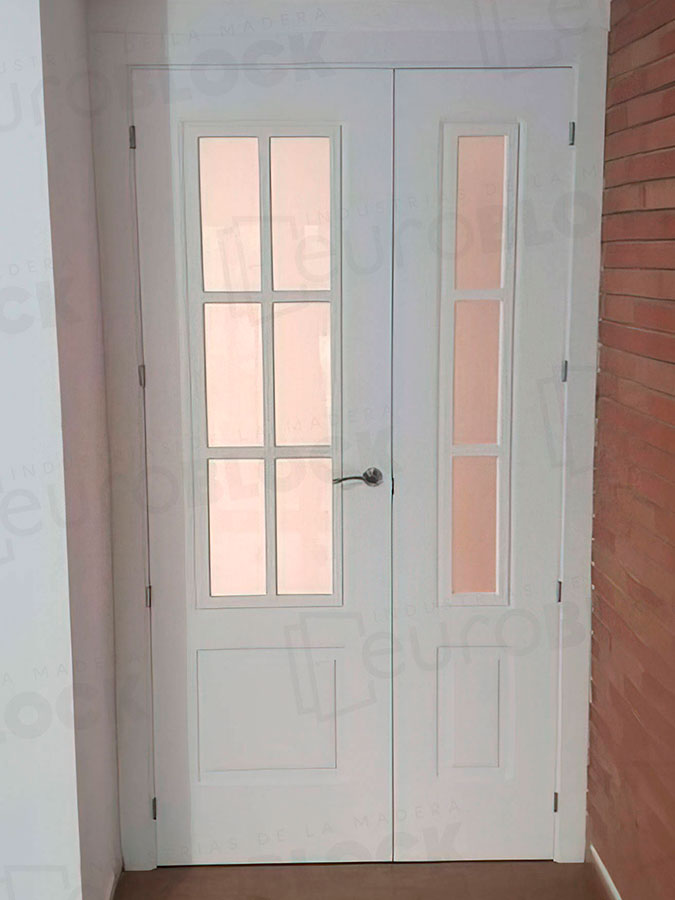 Puerta Doble para Salón Lacada Blanca P-12