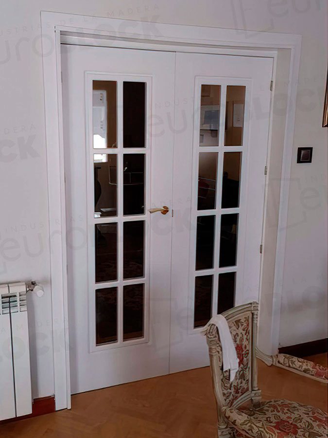 Puerta Doble para Salón Lacada Blanca PL1