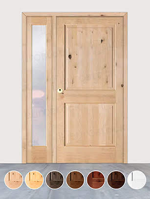 Puerta de Exterior con Fijo de Madera Maciza Serie 1100