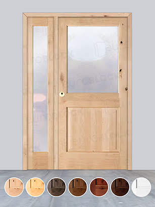 Puerta de Exterior con Fijo de Madera Maciza Serie 1100-V1