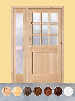 Puerta de Exterior con Fijo de Madera Maciza Serie 1100-V9