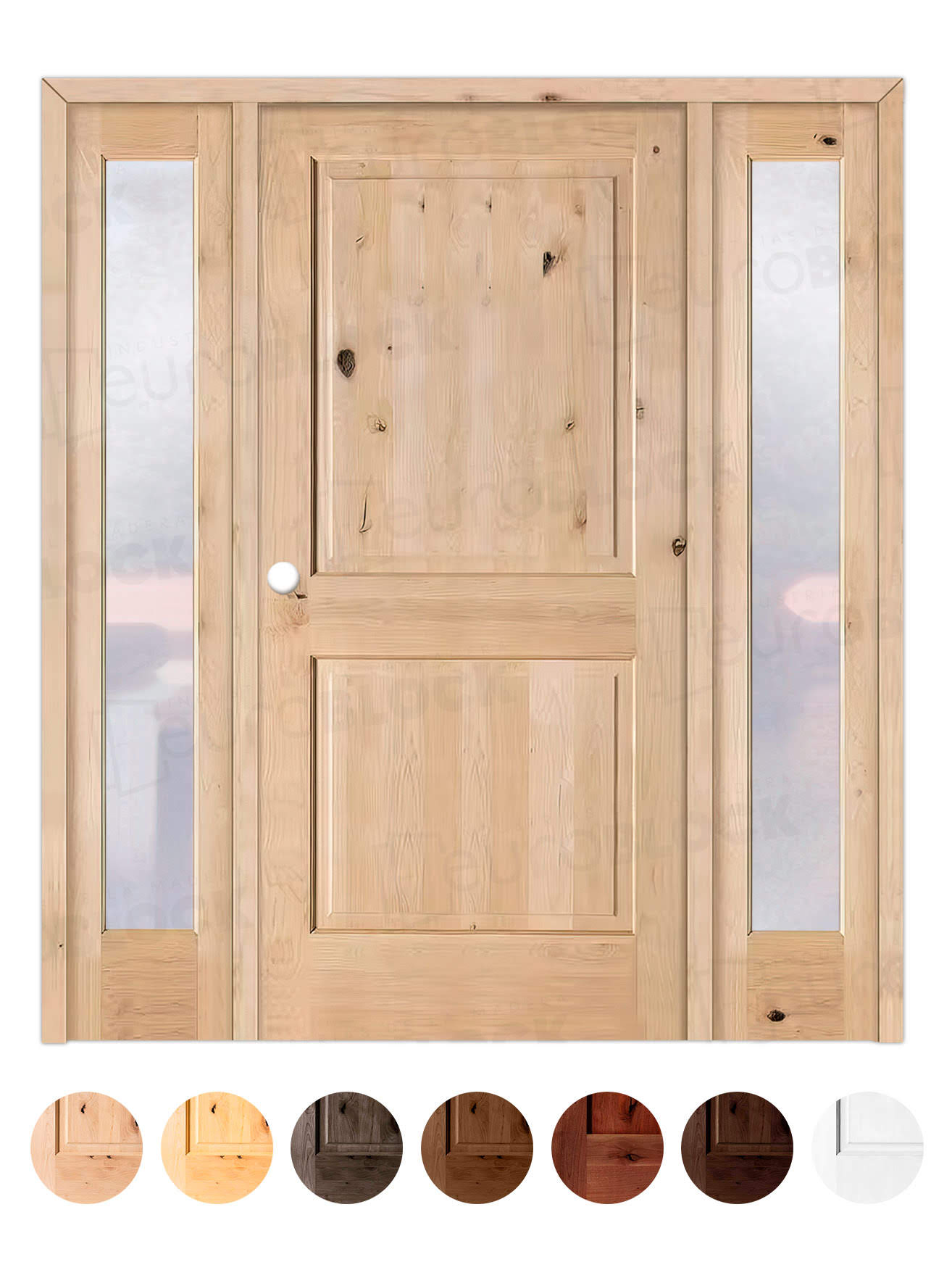 Puerta de Exterior con Dos Fijos de Madera Maciza Serie 1100